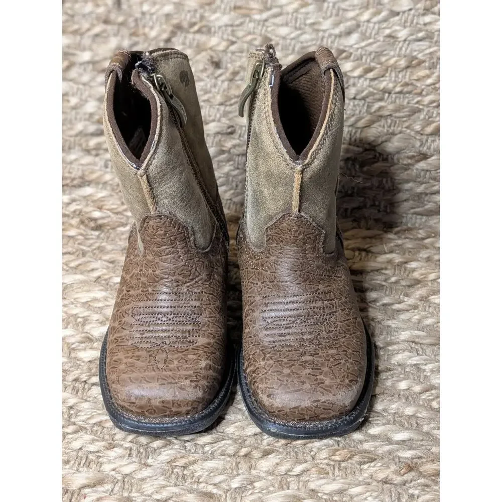 Ariat Kids Earth Rambler Brown Western Cowboy Boots Square Toe Toddler Size 5